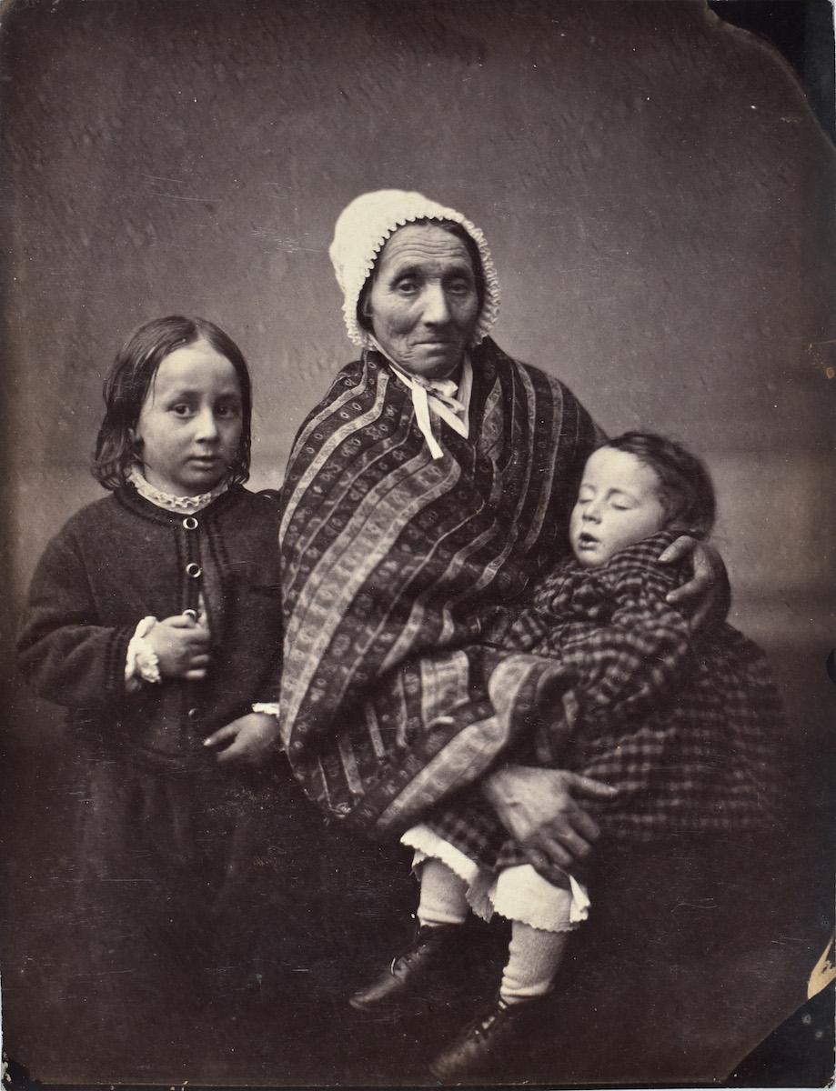 Jean-Baptiste Frenet - Old Woman with Two Children in Winter Garb