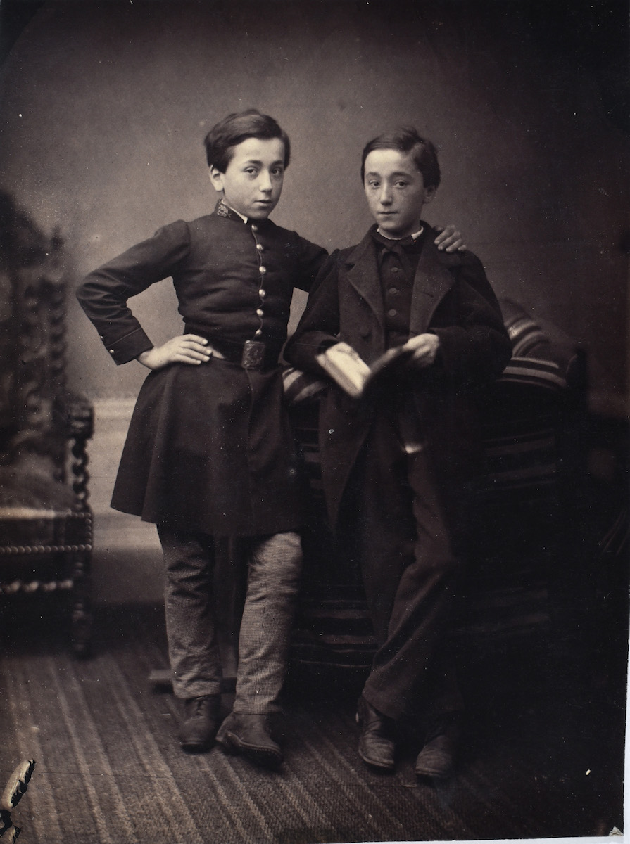 Jean-Baptiste Frenet - Two Young Boys, One in Military Dress and the Other Holding Book