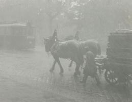 Paul Freiberger - Horse and Wagon Meet Trolley Car in Snow