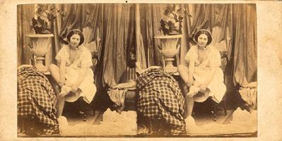 Anonymous (possibly August Belloc) - Female in Negligee Taking off Her Stockings