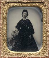 Anonymous - Portrait of A Standing Woman with a Small White Dog Seated on a Table
