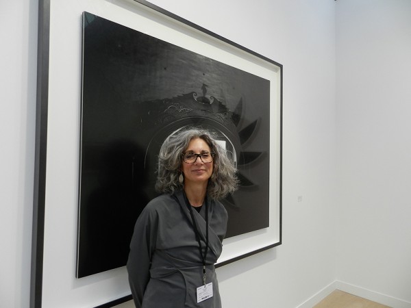 Frish Brandt, Fraenkel Gallery, in front of a less controversial image. (Photo by Michael Diemar)