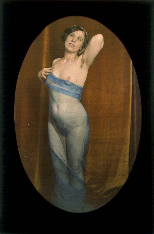 Anonymous - Female Nude Draped with Blue Veil