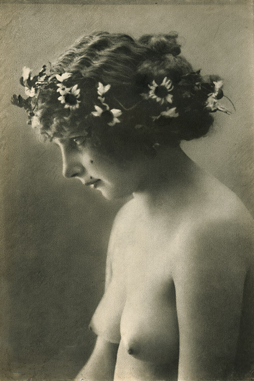 Anonymous - Female Nude with Wreathe of Flowers