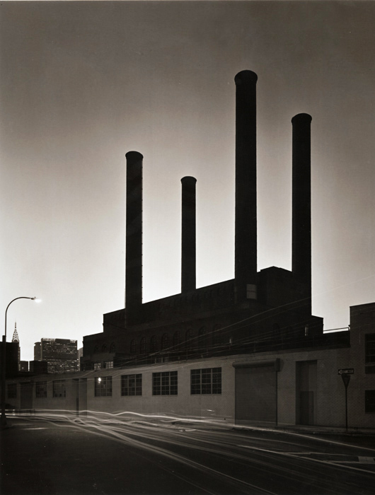 Tom Baril - Power Plant Smoke Stacks (with Chrysler Building), LIC, NY