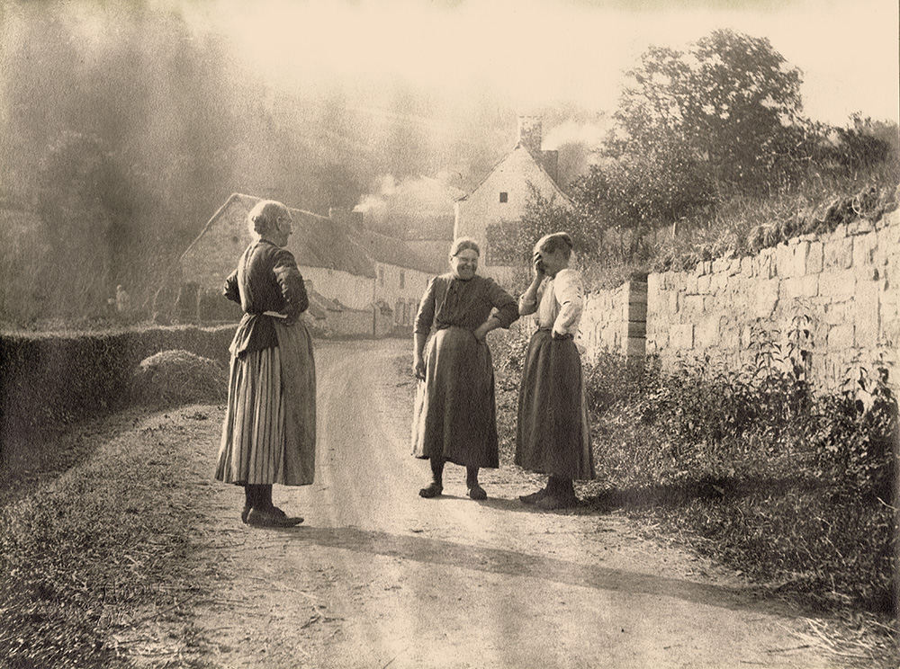 Country Women Stopping to Converse on a Village Road in Belgium