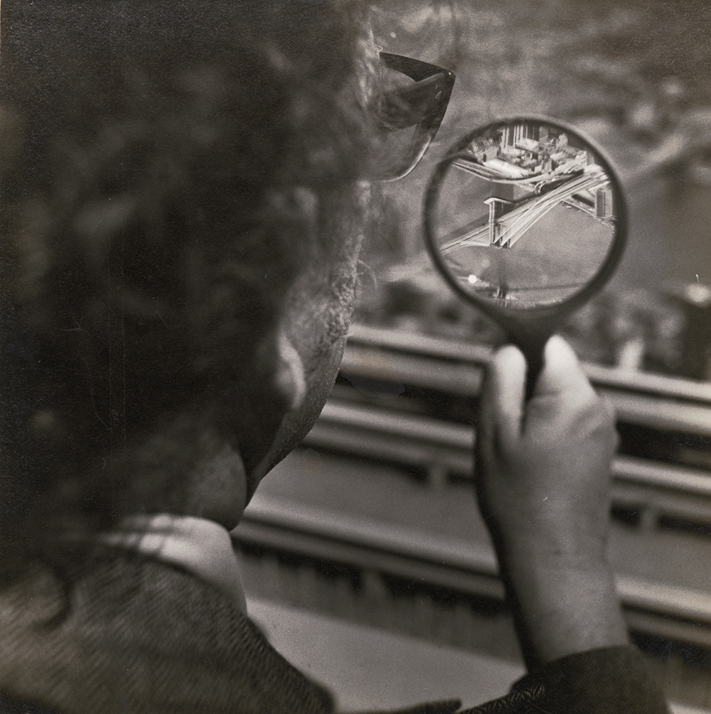 Arthur Tress - Elmer Looking at the Brooklyn Bridge