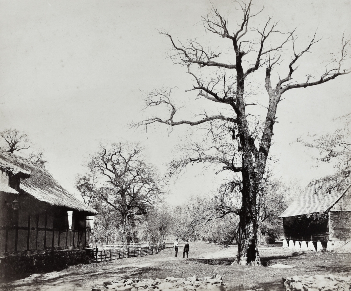 Gustav Völkerling - Two Figures in Landscape with Trees and Farm Buildings