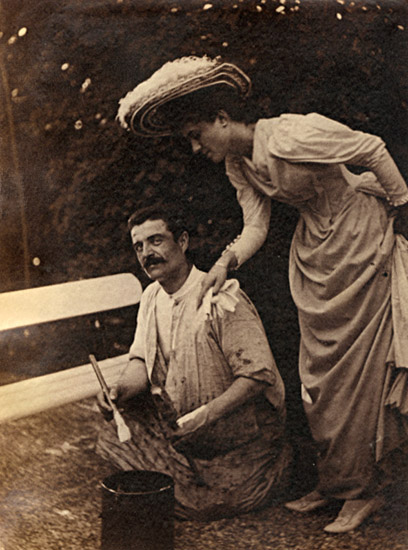 Anonymous - Fence Painter and Woman Anonymous - Fence Painter and Woman