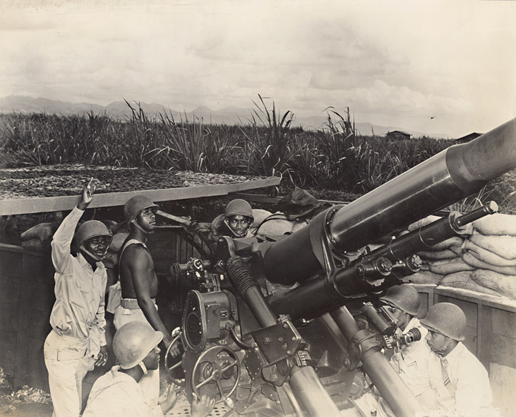 Black Soldiers with Heavy Machine Gun, Guam