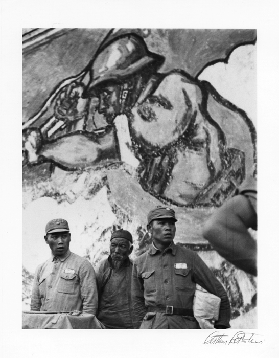 Arthur Rothstein - Soldiers and Elderly Civilian in Front of Chinese Nationalist Poster, Stilwell Road, near Siazwan, China