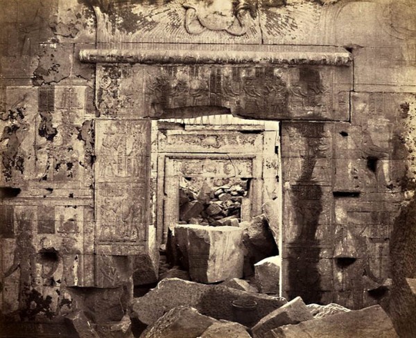Félix Teynard, Ruins of the Temple--Interior View of the Naos Kalabsha (Talmis), Egypt, which is one of the images in the Malcolmson Collection