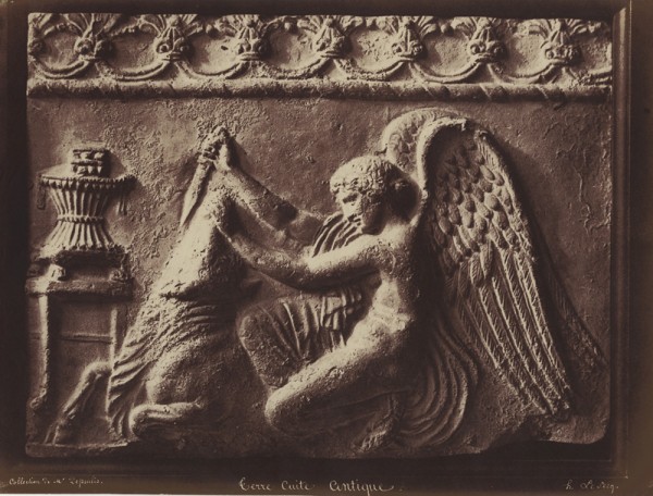 Henri Le Secq, Antique Terracotta Relief of an Angel Slaying a Bull.