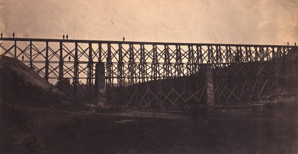 Capt. Andrew Joseph Russell, Richmond, Fredericksburg and Potomac Railroad's Potomac Creek Bridge after Reconstruction, May 1864