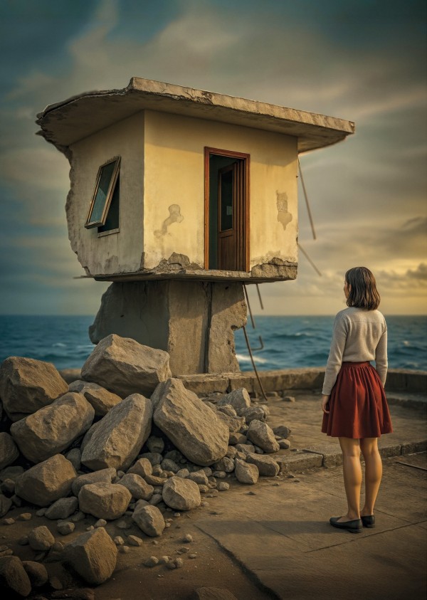 Build, Gather, Let Go. Pigment inkjet print on archival paper with QR code.