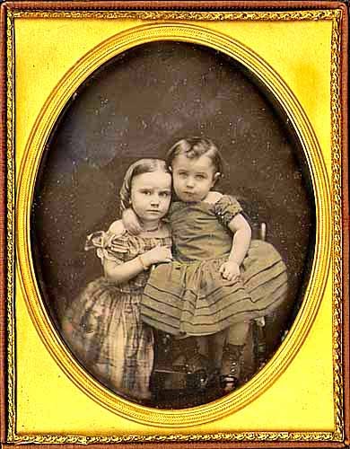 Auction Item: Charles H.  Williamson (attributed to): Two Sisters. Daguerreotype (1/2 plate) , 1852c, in full leatherette case.