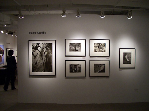 Wall of Stanko Abadzic's work in Vintage Works, Ltd.'s booth at Art Chicago.