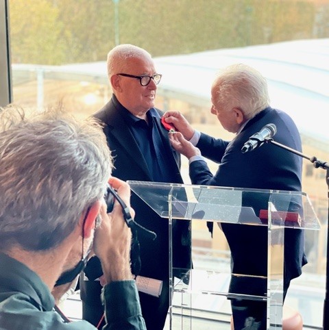 Alain Paviot receiving his French Legion of Honor metal during Paris Photo in 2021. Alain Paviot receiving his French Legion of Honor metal during Paris Photo in 2021.