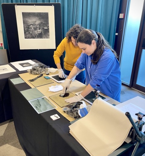 Demonstration of photogravures by Constanza Isaza of Lux Darkroom. (Photo Courtesy of Stefan Fielder)