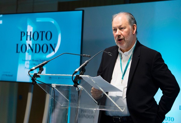 Photo London Organizer Michael Benson takes the stage. (Photo by Jeff Spicer / Getty Images for Photo London)