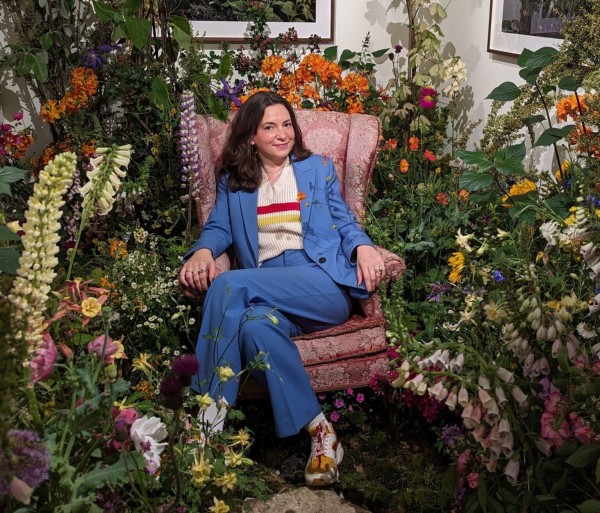Sophie Parker photographed in The Garden, an installation by Siân Davey shown by Trolley Books and Michael Hoppen Gallery at Photo London 2024. (© Bryony Fraser)